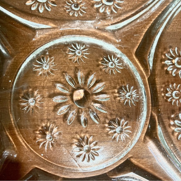 Glass Dish Plate Jewelry Trinket Candy Holder Display Daisies Square 6.5" Square - Picture 7 of 11